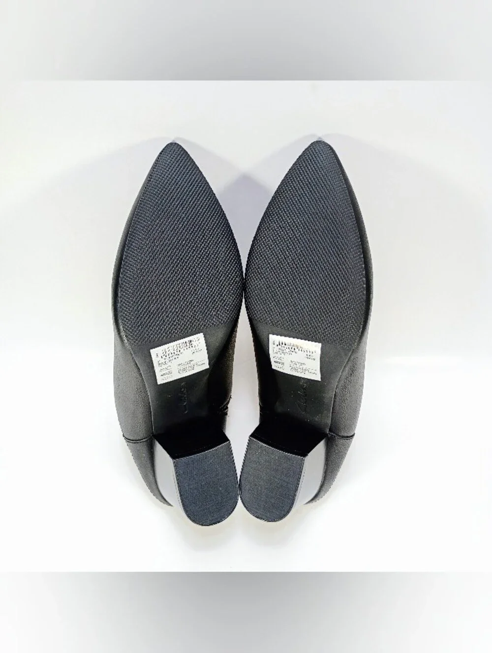 Clarks Ellanie Pace Womens 6.5 Black Leather Point Toe Slip On Block Heel Pumps